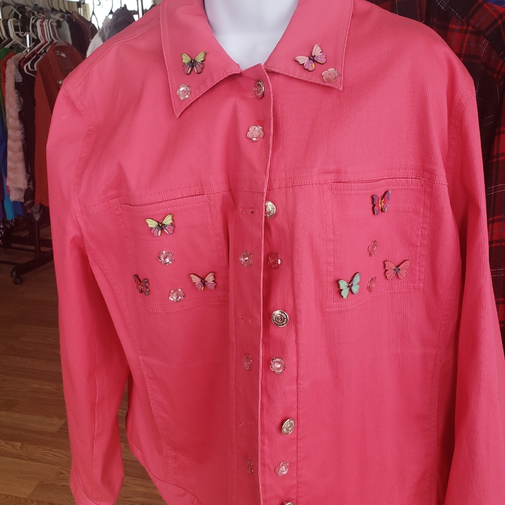 Embellished light weight corduroy jacket